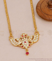 Beautiful Lotus Design Five Metal Impon Dollar With Gold Chain For Functions BGDR1693