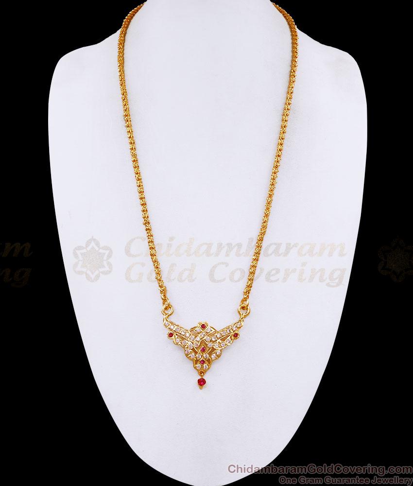 Dual Peacock Design Ruby White Stone Impon Dollar Chain Bridal Wear BGDR1695 Dual Peacock Design Ruby White Stone Impon Dollar Chain Bridal Wear BGDR1695