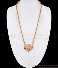 Handcrafted Gold Finish Impon Lotus Dollar Chain With Ruby White Stone BGDR1702 Handcrafted Gold Finish Impon Lotus Dollar Chain With Ruby White Stone BGDR1702