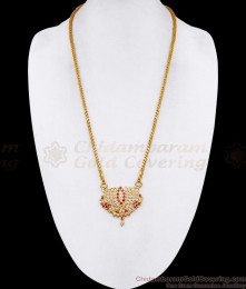 Handcrafted Gold Finish Impon Lotus Dollar Chain With Ruby White Stone BGDR1702 Handcrafted Gold Finish Impon Lotus Dollar Chain With Ruby White Stone BGDR1702
