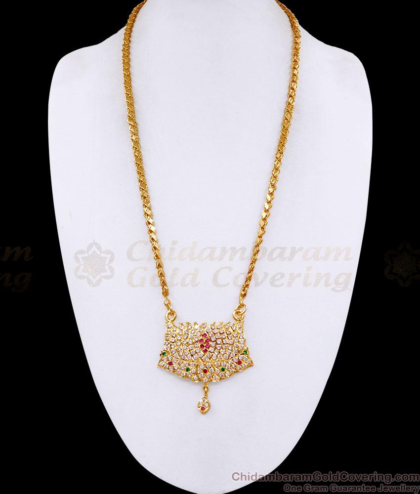 Buy Multicolor Stone Impon Lotus Dollar Chain For Bridal Wear BGDR1703 Buy Multicolor Stone Impon Lotus Dollar Chain For Bridal Wear BGDR1703