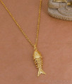 Light Weight 1 Gram Gold Fish Pendant Chain For Daily Wear BGDR1710