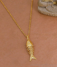 Light Weight 1 Gram Gold Fish Pendant Chain For Daily Wear BGDR1710