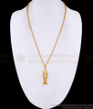 Light Weight 1 Gram Gold Fish Pendant Chain For Daily Wear BGDR1710
