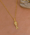 Buy Ad Green Stone Fish Pendant With Thin Gold Chain Online BGDR1711