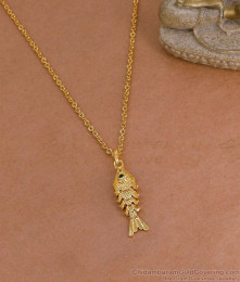 Buy Ad Green Stone Fish Pendant With Thin Gold Chain Online BGDR1711