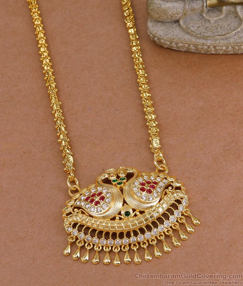 High Quality Dual Swan Stone Dollar Chain 1 Gram Gold Jewelry BGDR1715