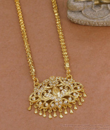 Latest Micro Gold Plated Lotus Dollar Chain With White Stone BGDR1716