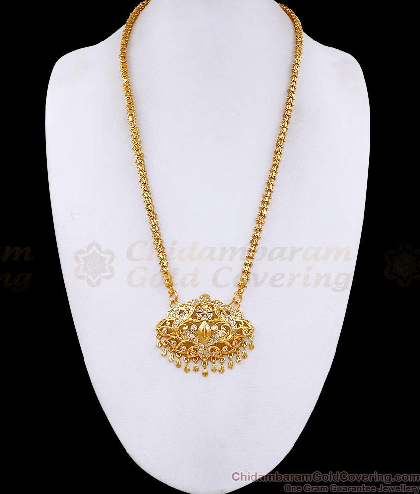 Latest Micro Gold Plated Lotus Dollar Chain With White Stone BGDR1716