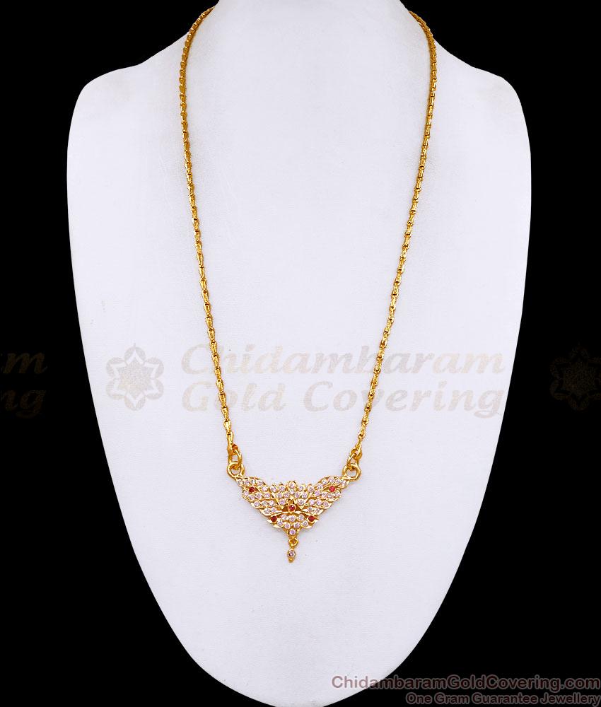 South Indian Bridal Wear Impon Stone Dollar With Wheat Chain BGDR1731 South Indian Bridal Wear Impon Stone Dollar With Wheat Chain BGDR1731