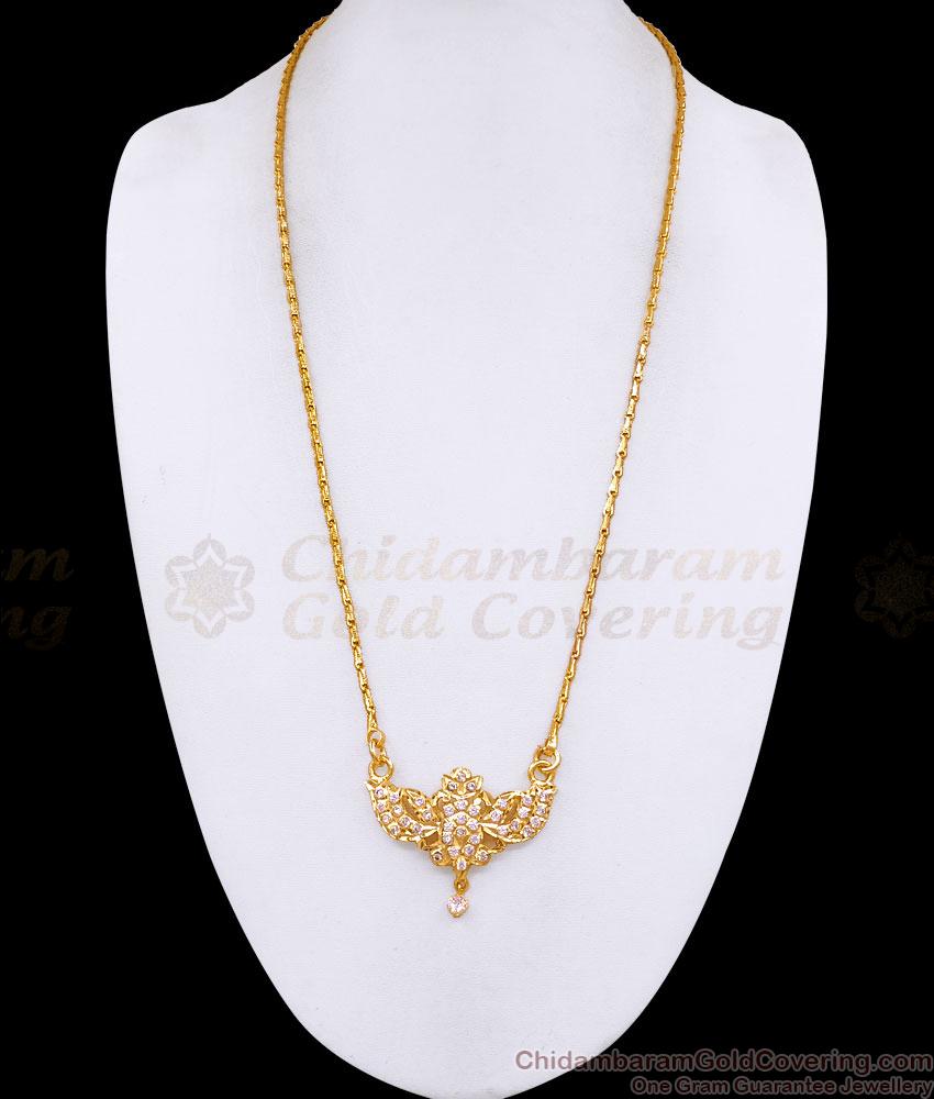 Latest Five Metal Impon Lotus Dollar Chain White Stone Design BGDR1732