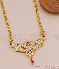 Beautiful Ruby White Stone Impon Peacock Dollar With Box Chain Online BGDR1733