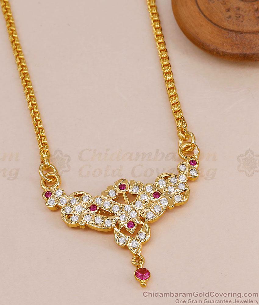 Beautiful Ruby White Stone Impon Peacock Dollar With Box Chain Online BGDR1733 Beautiful Ruby White Stone Impon Peacock Dollar With Box Chain Online BGDR1733