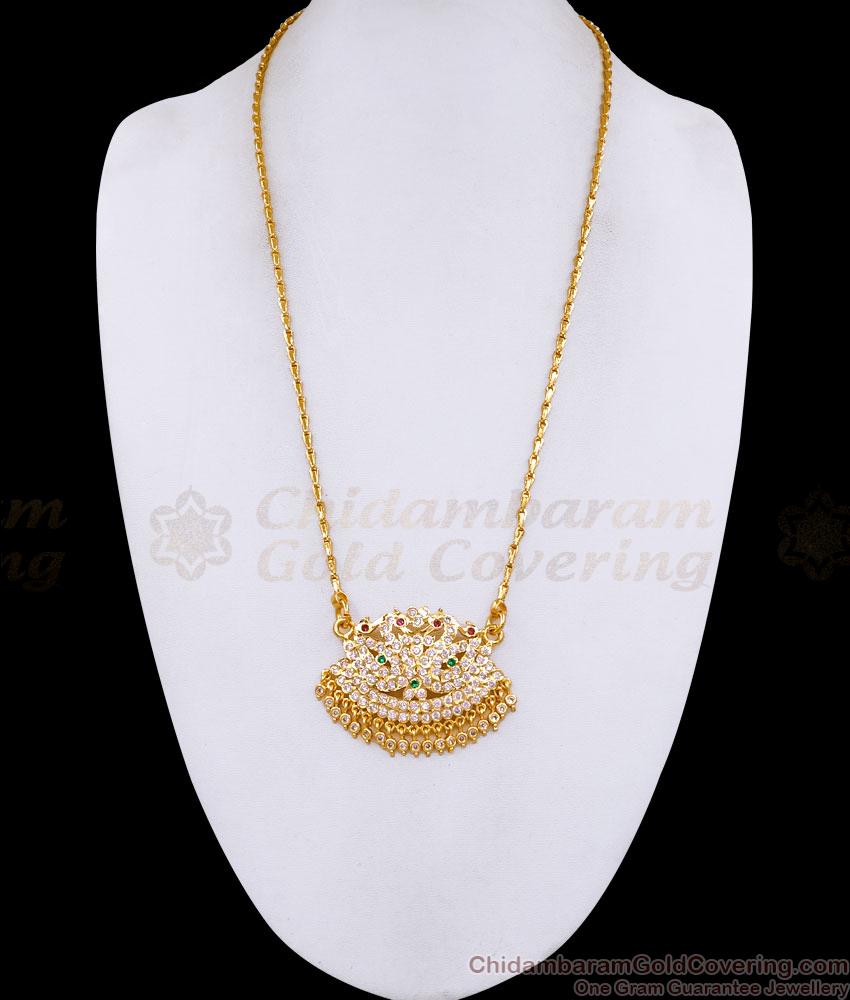 Latest Multi Color Stone Impon Dual Swan Dollar With Gold Chain BGDR1738