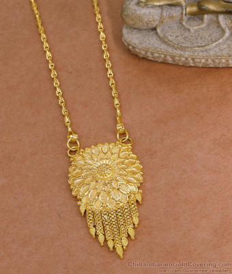 New Arrival Plain One Gram Gold Floral Pendant With Wheat Chain BGDR1739