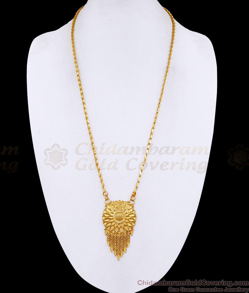 New Arrival Plain One Gram Gold Floral Pendant With Wheat Chain BGDR1739