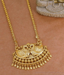 Beautiful Dual Swan Gold Imitation Dollar With Chain For Bridal Wear BGDR1743