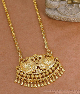 Beautiful Dual Swan Gold Imitation Dollar With Chain For Bridal Wear BGDR1743