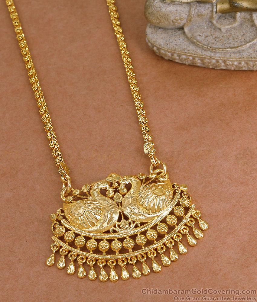 Beautiful Dual Swan Gold Imitation Dollar With Chain For Bridal Wear BGDR1743