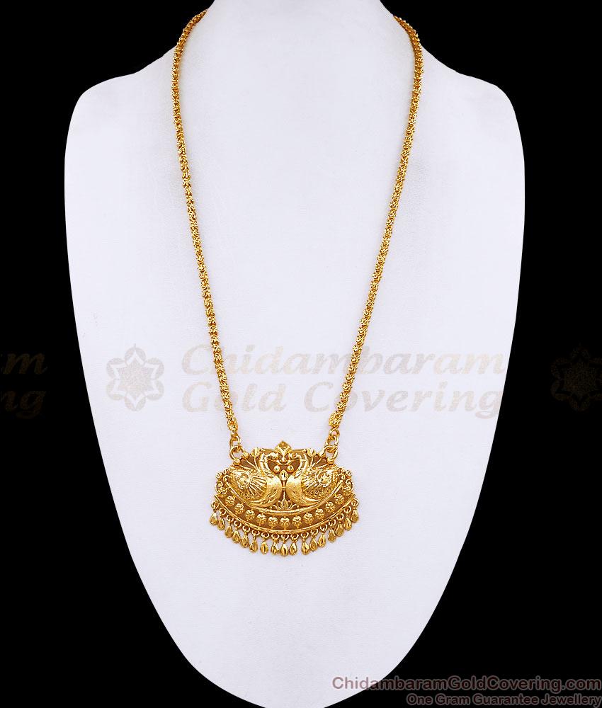 Beautiful Dual Swan Gold Imitation Dollar With Chain For Bridal Wear BGDR1743