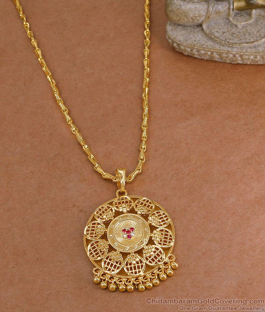 Ruby White Stone Gold Imitation Floral Pendant Chain For Women BGDR1748 Ruby White Stone Gold Imitation Floral Pendant Chain For Women BGDR1748