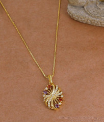 AD Stone Starburst Pendant Gold Plated Dollar Chain BGDR1759 AD Stone Starburst Pendant Gold Plated Dollar Chain BGDR1759