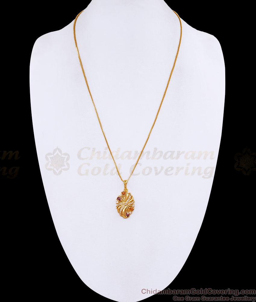 AD Stone Starburst Pendant Gold Plated Dollar Chain BGDR1759