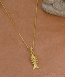 Temple Style Fish Pendant Gold Plated Box Chain BGDR1760 Temple Style Fish Pendant Gold Plated Box Chain BGDR1760