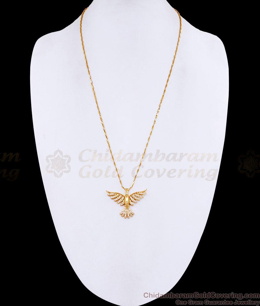 Gold Plated CZ Bird Pendant Designer Link Chain BGDR1761 Gold Plated CZ Bird Pendant Designer Link Chain BGDR1761