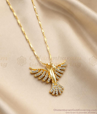 Gold Plated CZ Bird Pendant Designer Link Chain BGDR1761