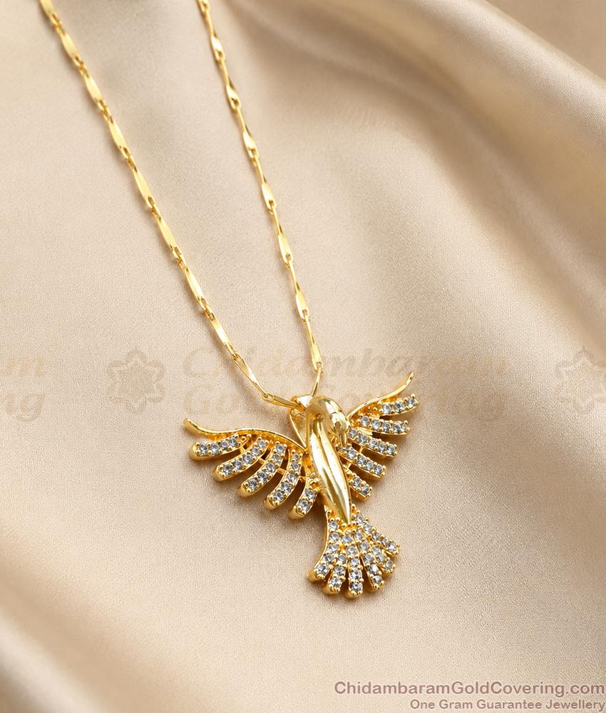 Gold Plated CZ Bird Pendant Designer Link Chain BGDR1761 Gold Plated CZ Bird Pendant Designer Link Chain BGDR1761