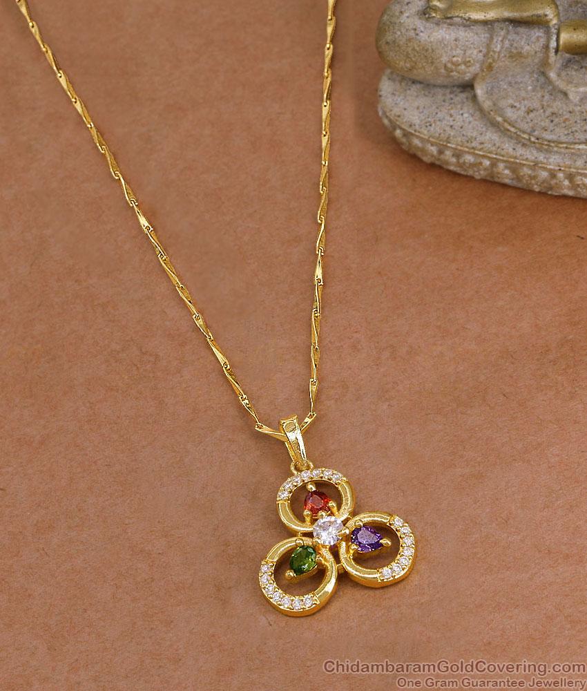 American Diamond Trinity Pendant Gold Plated Fancy Chain BGDR1762 American Diamond Trinity Pendant Gold Plated Fancy Chain BGDR1762