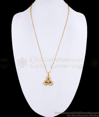 American Diamond Trinity Pendant Gold Plated Fancy Chain BGDR1762