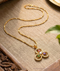 American Diamond Trinity Pendant Gold Plated Fancy Chain BGDR1762