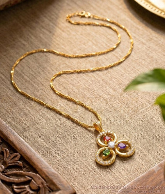 American Diamond Trinity Pendant Gold Plated Fancy Chain BGDR1762