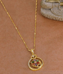 Multicolor Stone Circle Pendant Gold Plated Chain BGDR1764 Multicolor Stone Circle Pendant Gold Plated Chain BGDR1764