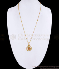 Multicolor Stone Circle Pendant Gold Plated Chain BGDR1764