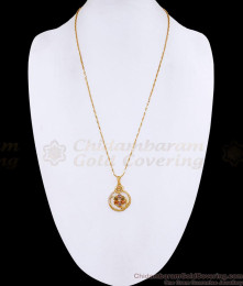 Multicolor Stone Circle Pendant Gold Plated Chain BGDR1764