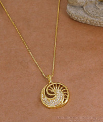 Elegant Shell Pendant CZ Pave Gold Plated Chain BGDR1765