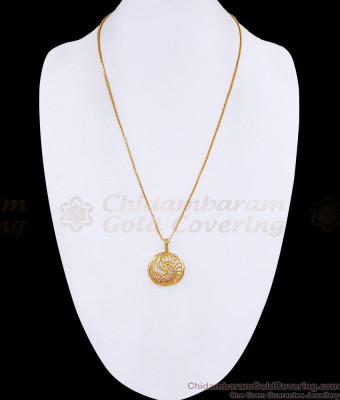 Elegant Shell Pendant CZ Pave Gold Plated Chain BGDR1765
