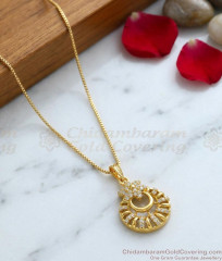 Shooting Star Nautilus Pendant CZ Gold Plated Chain BGDR1767