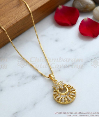 Shooting Star Nautilus Pendant CZ Gold Plated Chain BGDR1767