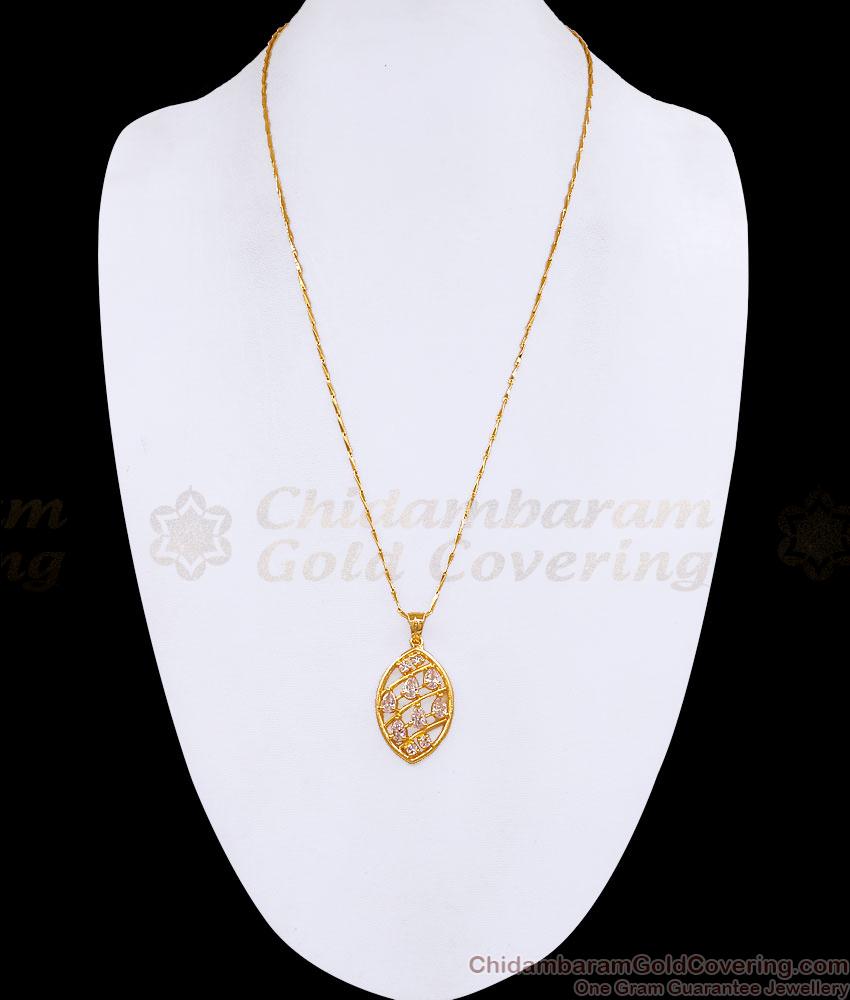 CZ Net Weave Oval Pendant Gold Plated Fancy Chain BGDR1768