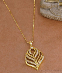 Sparkling Feather Leaf Pendant Gold Plated Fancy Chain BGDR1769 Sparkling Feather Leaf Pendant Gold Plated Fancy Chain BGDR1769