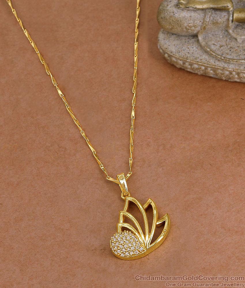 18K Gold Plated Lotus Flower Pendant Chain Necklace BGDR1772 18K Gold Plated Lotus Flower Pendant Chain Necklace BGDR1772