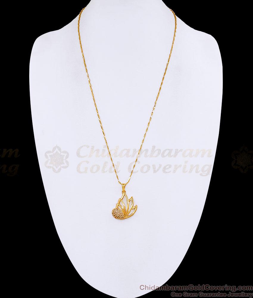 18K Gold Plated Lotus Flower Pendant Chain Necklace BGDR1772 18K Gold Plated Lotus Flower Pendant Chain Necklace BGDR1772