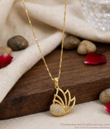 18K Gold Plated Lotus Flower Pendant Chain Necklace BGDR1772 18K Gold Plated Lotus Flower Pendant Chain Necklace BGDR1772