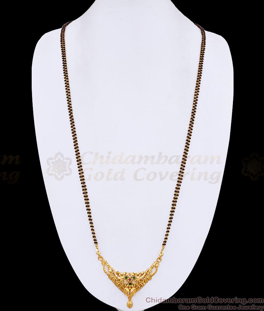 30 Inch Long Traditional 2 Line Black Beaded Mangalsutra Chain BGDR1776-Lg