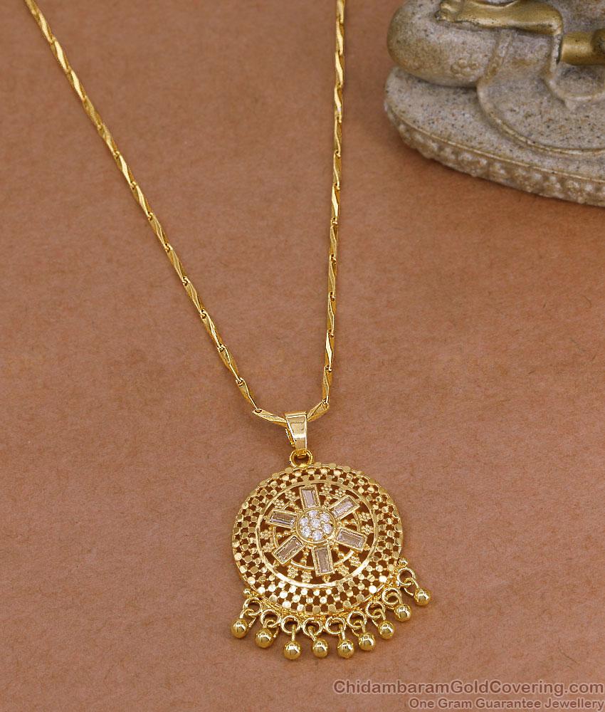 Stylish Ad White Stone Gold Plated Dollar Chain For Women BGDR1777