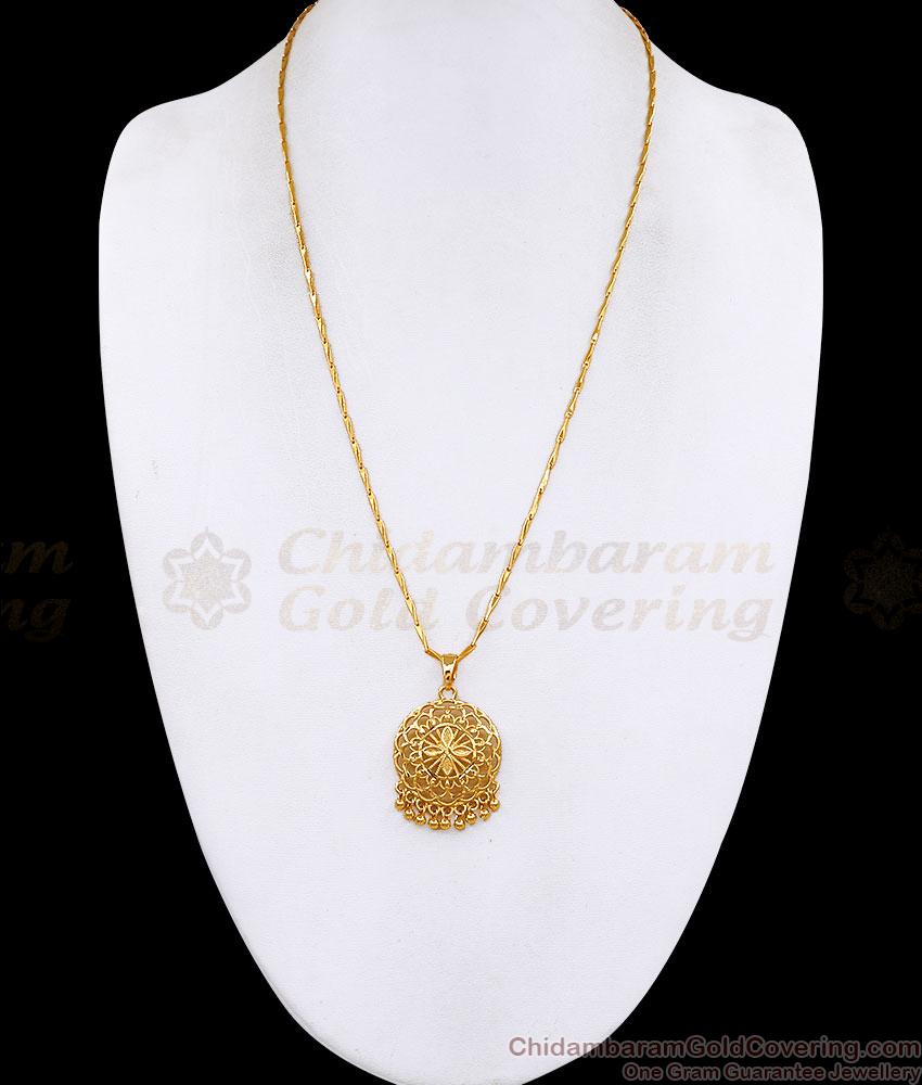 Light Weight 1 Gram Gold Floral Dollar With Wheat Chain BGDR1778